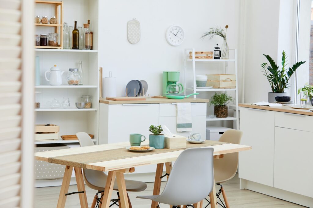 Kitchen and kitchen table in the house